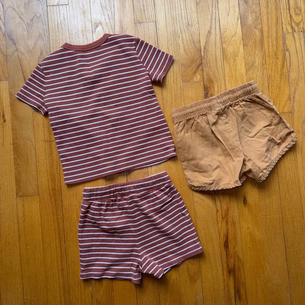 Little Co Lauren Conrad Kids 2T Striped Shirt Shorts 3 pc Set Unisex‎ Neutral